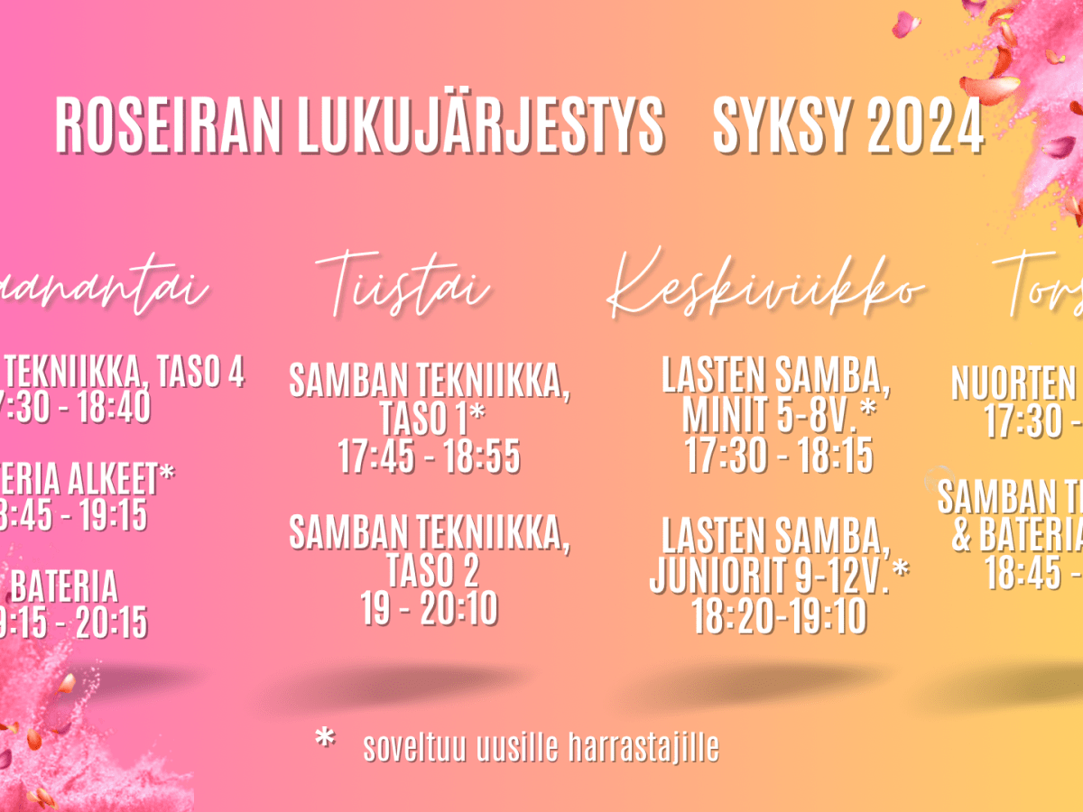 Syyskausi alkaa 12.8.2024